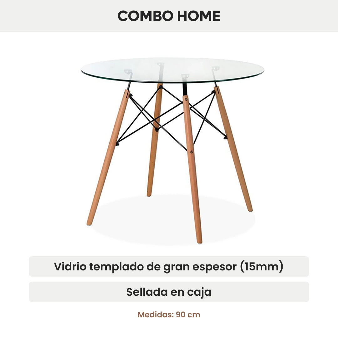 Mesa Eames Vidrio 90cm