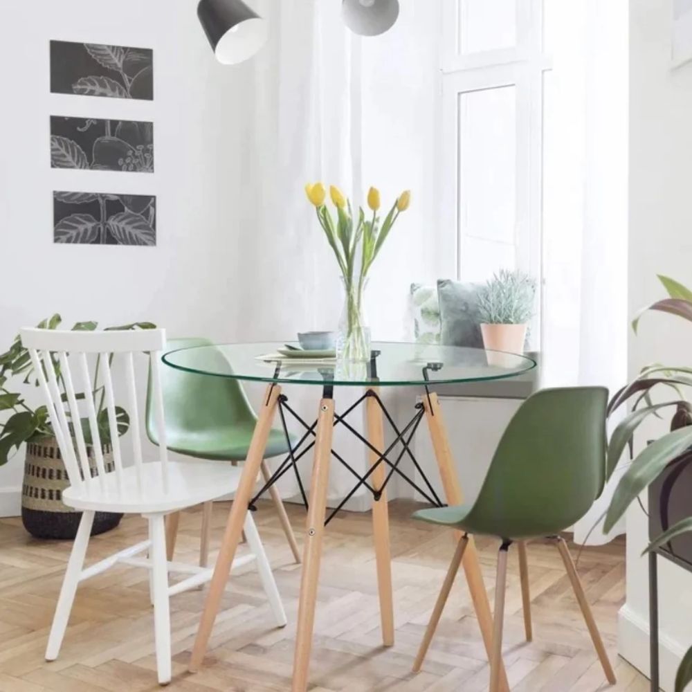 Mesa Eames Vidrio 90cm