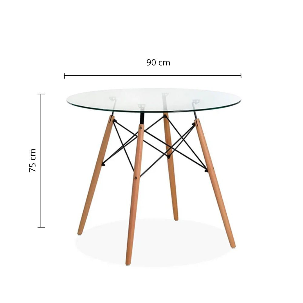 Mesa Eames Vidrio 90cm