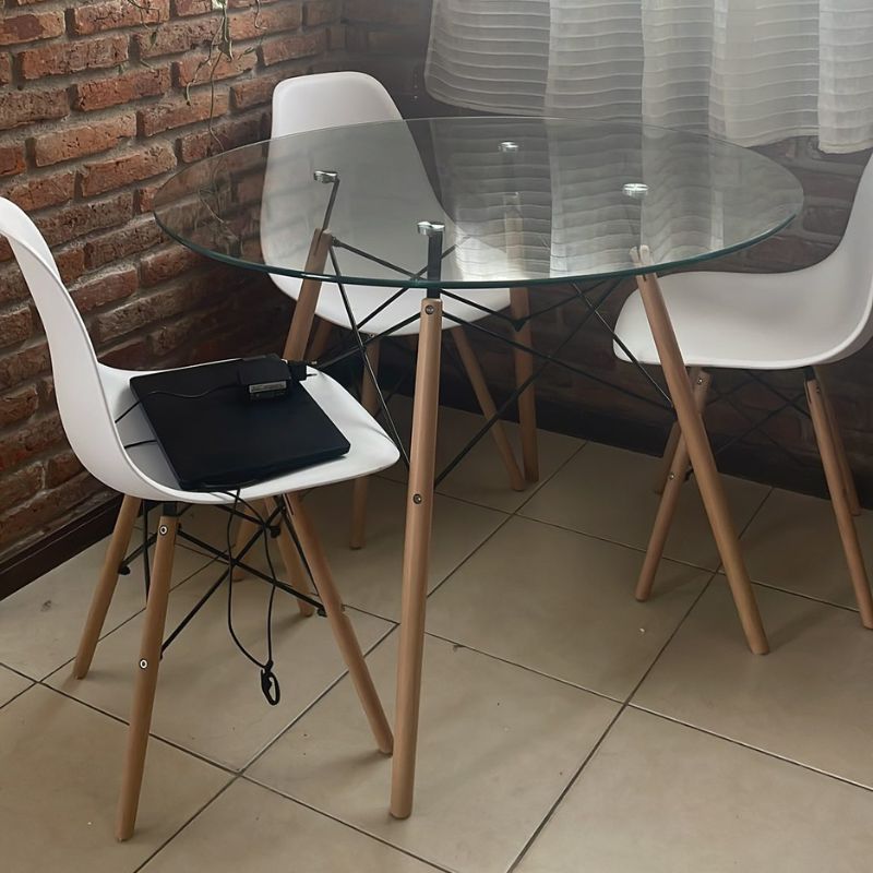Mesa Eames 100cm Redonda Vidrio