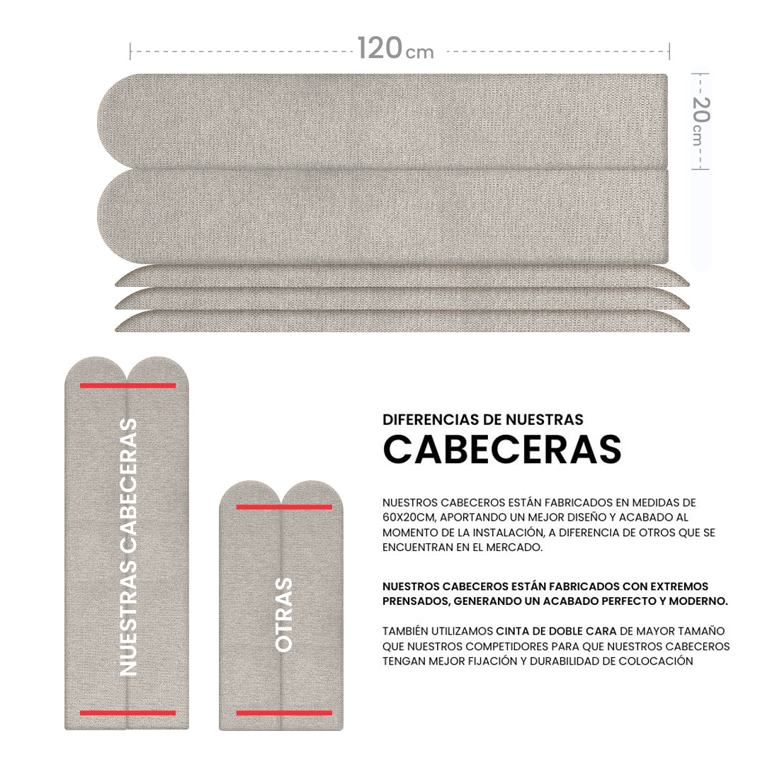 Cabecera Cama Modular Kits de Placas Adhesivas 120cm