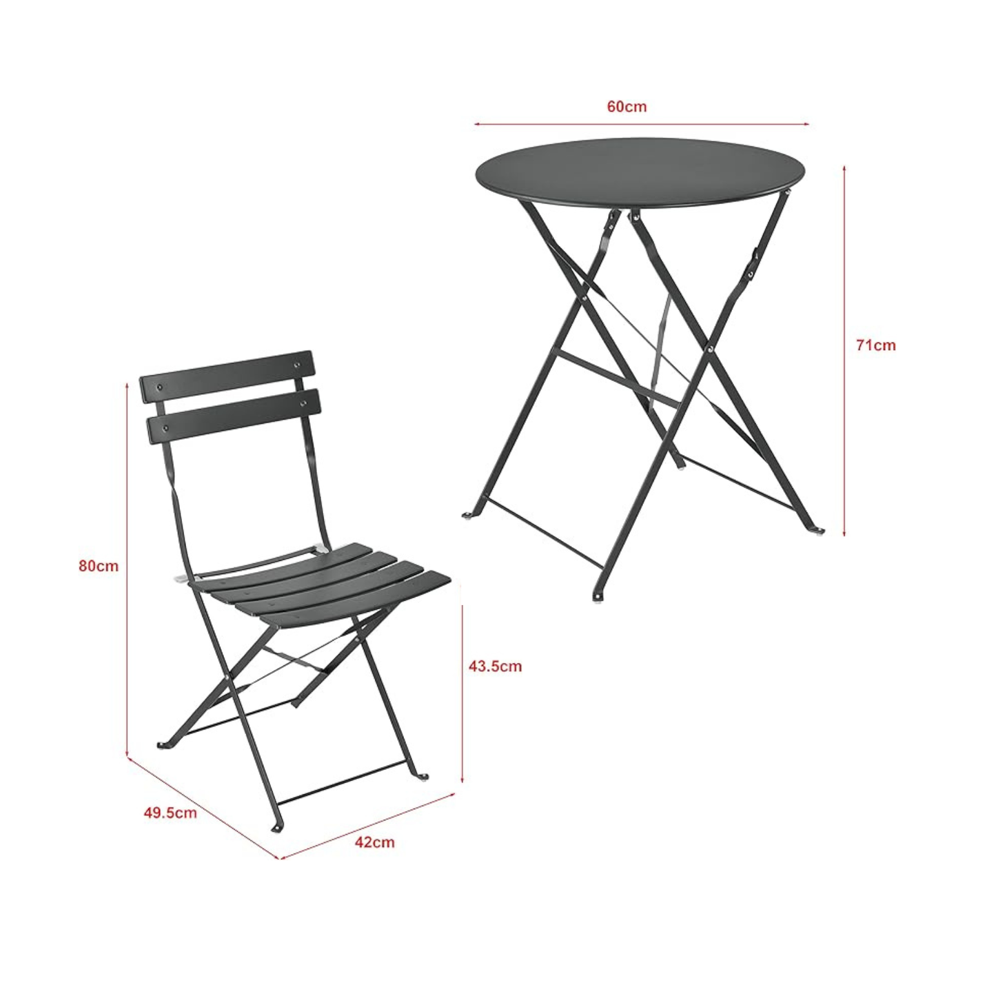 Combo Jardín Plegable Metal 3 piezas