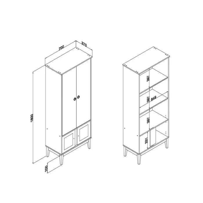 Cristalero Rattan con Puertas Vidrio